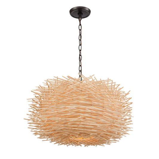 Bamboo Nest 23'' Wide 3-Light Chandelier - Oil Rubbed Bronze