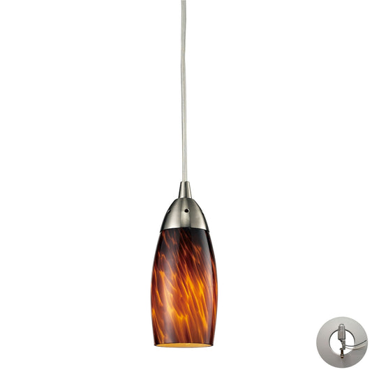 Milan 3'' Wide 1-Light Pendant - Satin Nickel with Espresso Glass - Includes Adapter Kit