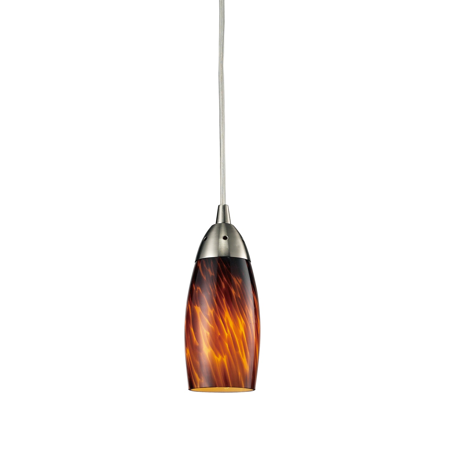 Milan 3'' Wide 1-Light Pendant - Satin Nickel with Espresso Glass - Includes LED Bulb