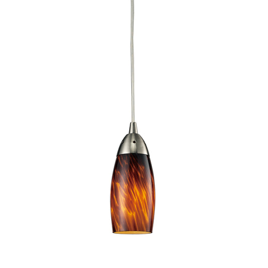 Milan 3'' Wide 1-Light Pendant - Satin Nickel with Espresso Glass - Includes LED Bulb