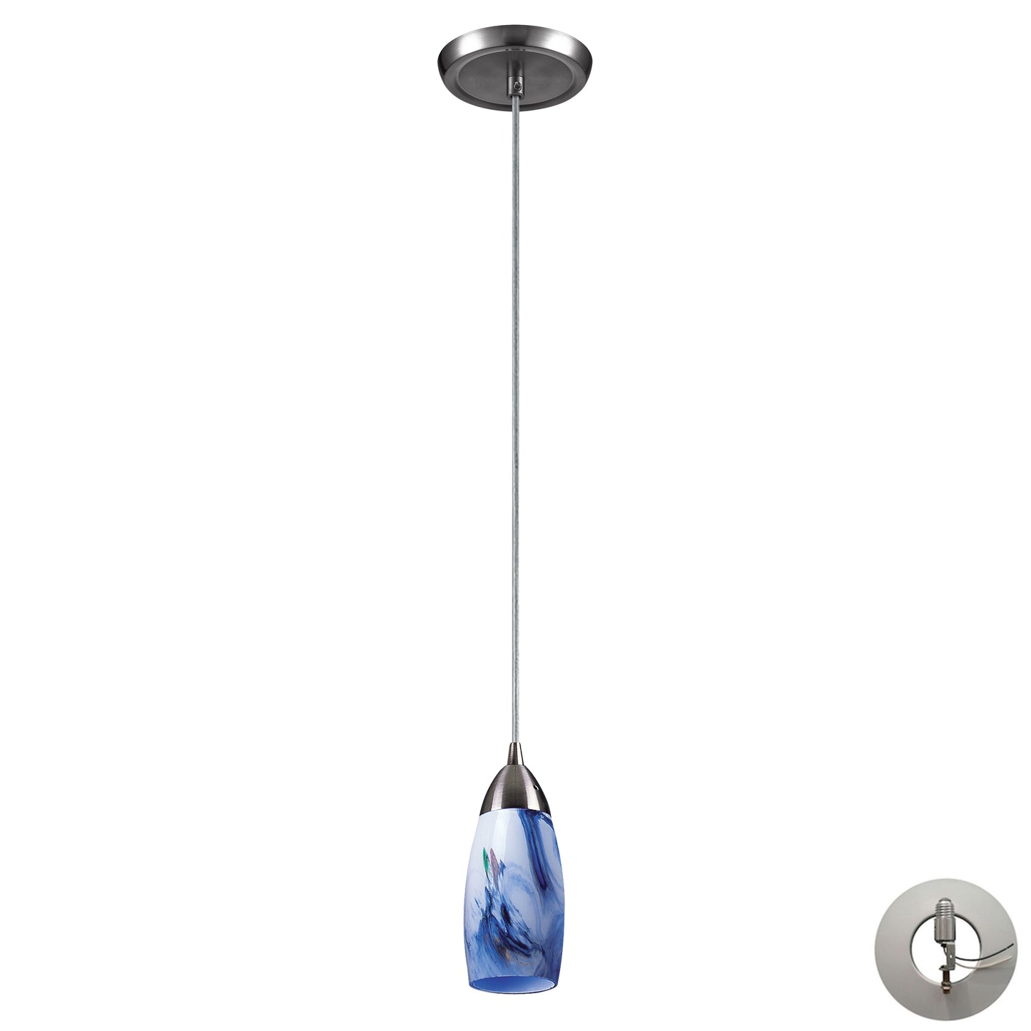 Milan 3'' Wide 1-Light Pendant - Satin Nickel with Mountain Glass - Includes Adapter Kit