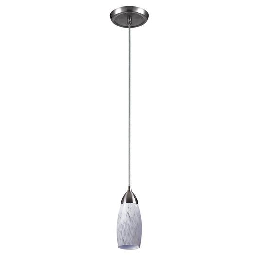 Milan 3'' Wide 1-Light Pendant - Satin Nickel with Snow White Glass