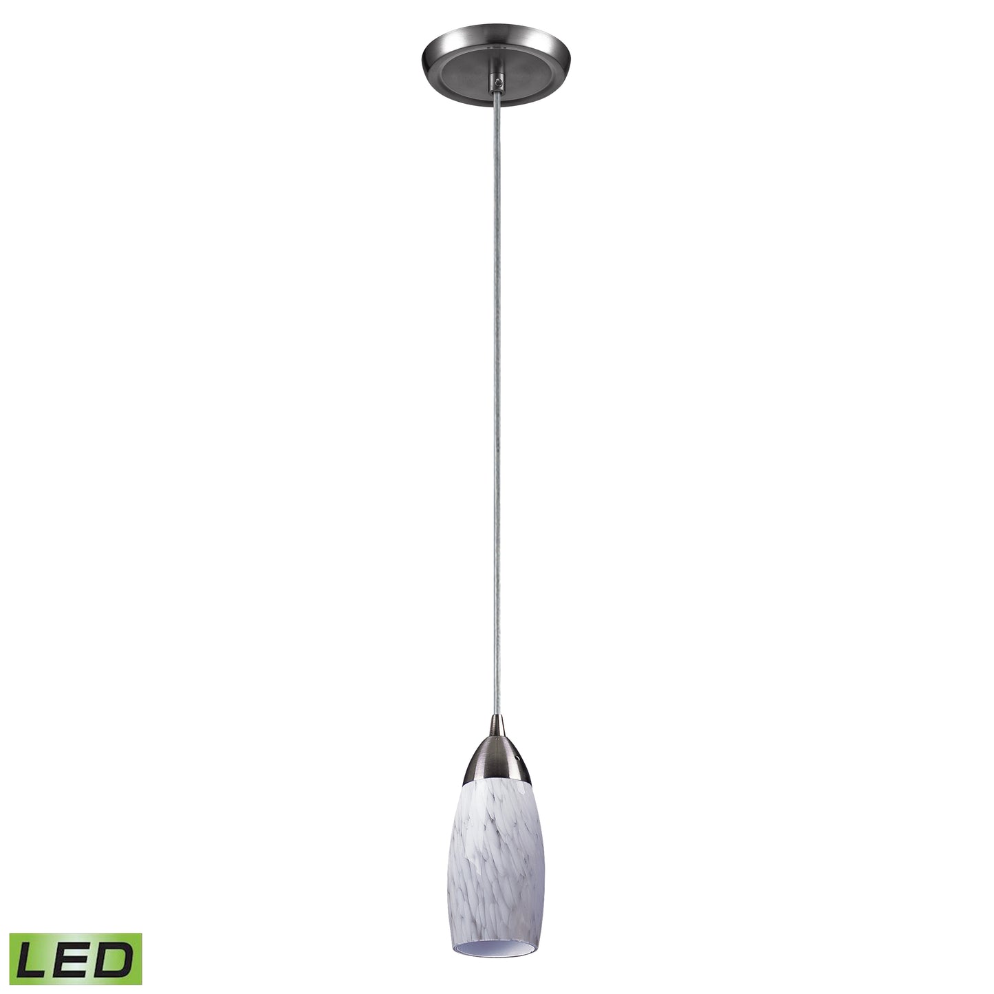 Milan 3'' Wide 1-Light Pendant - Satin Nickel with Snow White Glass - Includes LED Bulb