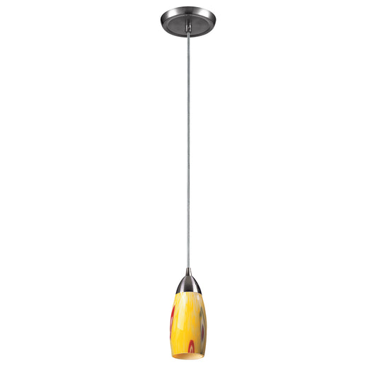 Milan 3'' Wide 1-Light Pendant - Satin Nickel with Yellow Blaze Glass