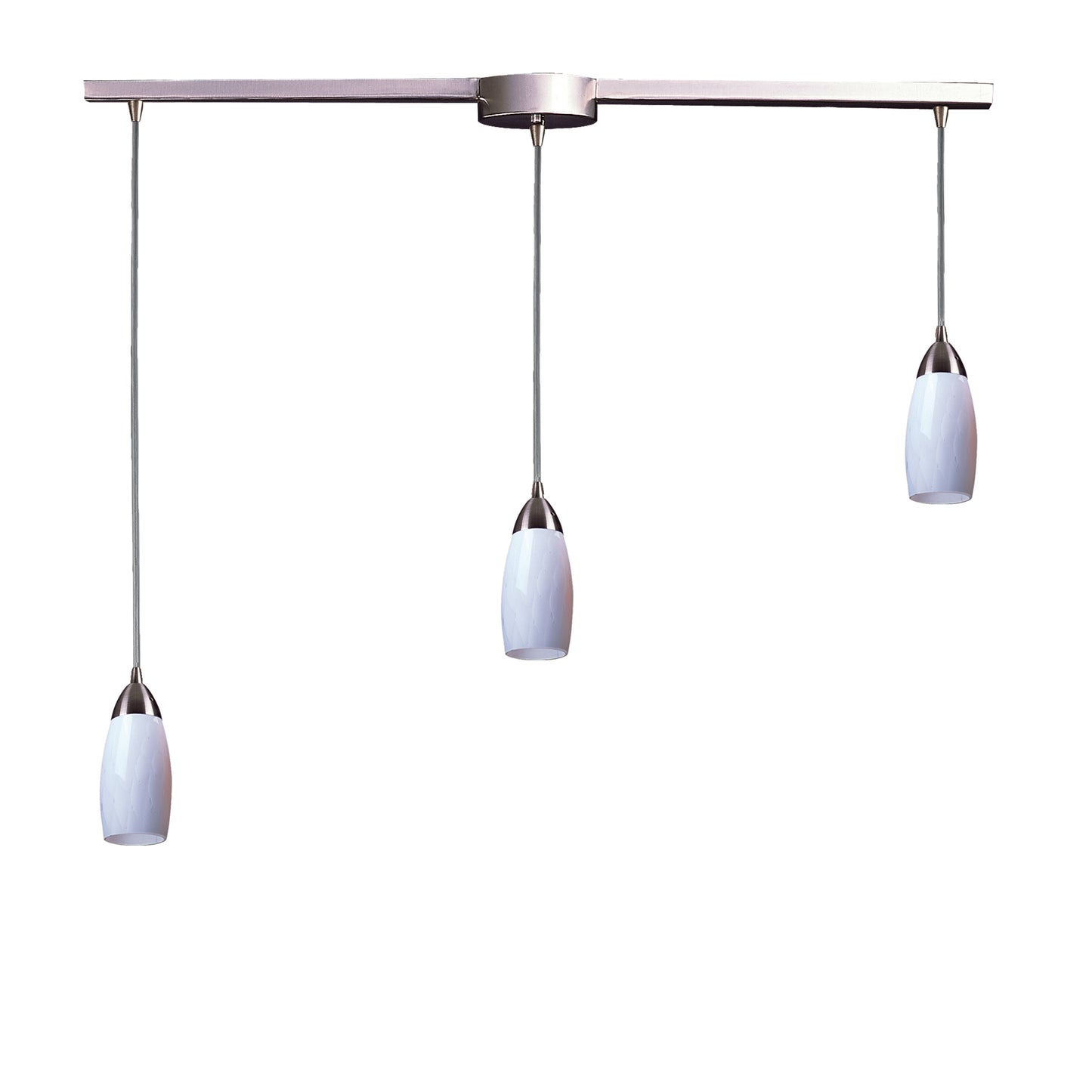 Milan 36'' Wide 3-Light Pendant - Satin Nickel with Simple White Glass