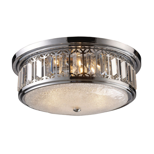 16'' Wide 3-Light Flush Mount - Polished Chrome