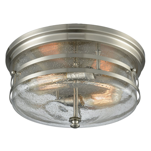Port O'Connor 14'' Wide 2-Light Flush Mount - Satin Nickel