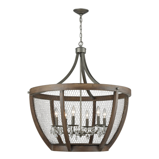 Renaissance Invention 30'' Wide 6-Light Chandelier - Weathered Zinc