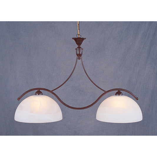 European Crafted 31'' Wide 2-Light Linear Chandelier - Rust with Murano Marbleized Glass