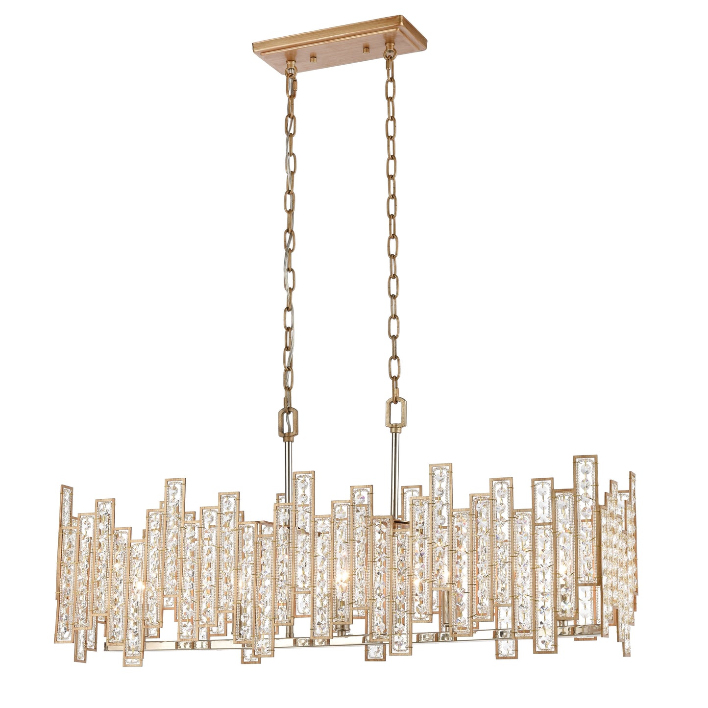 Equilibrium 34'' Wide 5-Light Linear Chandelier - Matte Gold