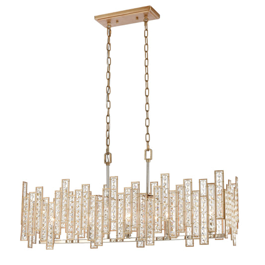 Equilibrium 34'' Wide 5-Light Linear Chandelier - Matte Gold