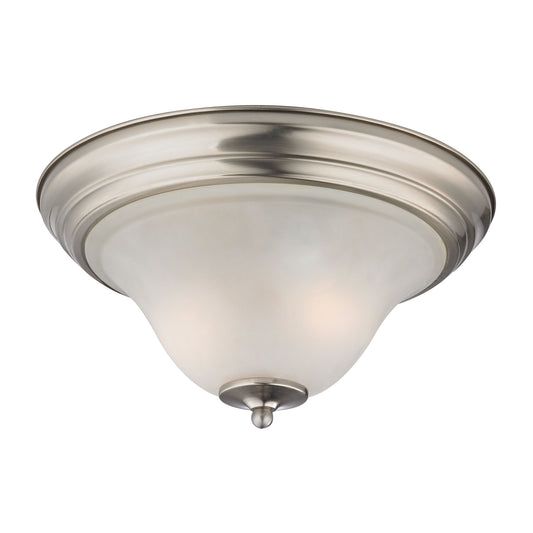 Kingston 13'' Wide 2-Light Flush Mount - Brushed Nickel with White Glass
