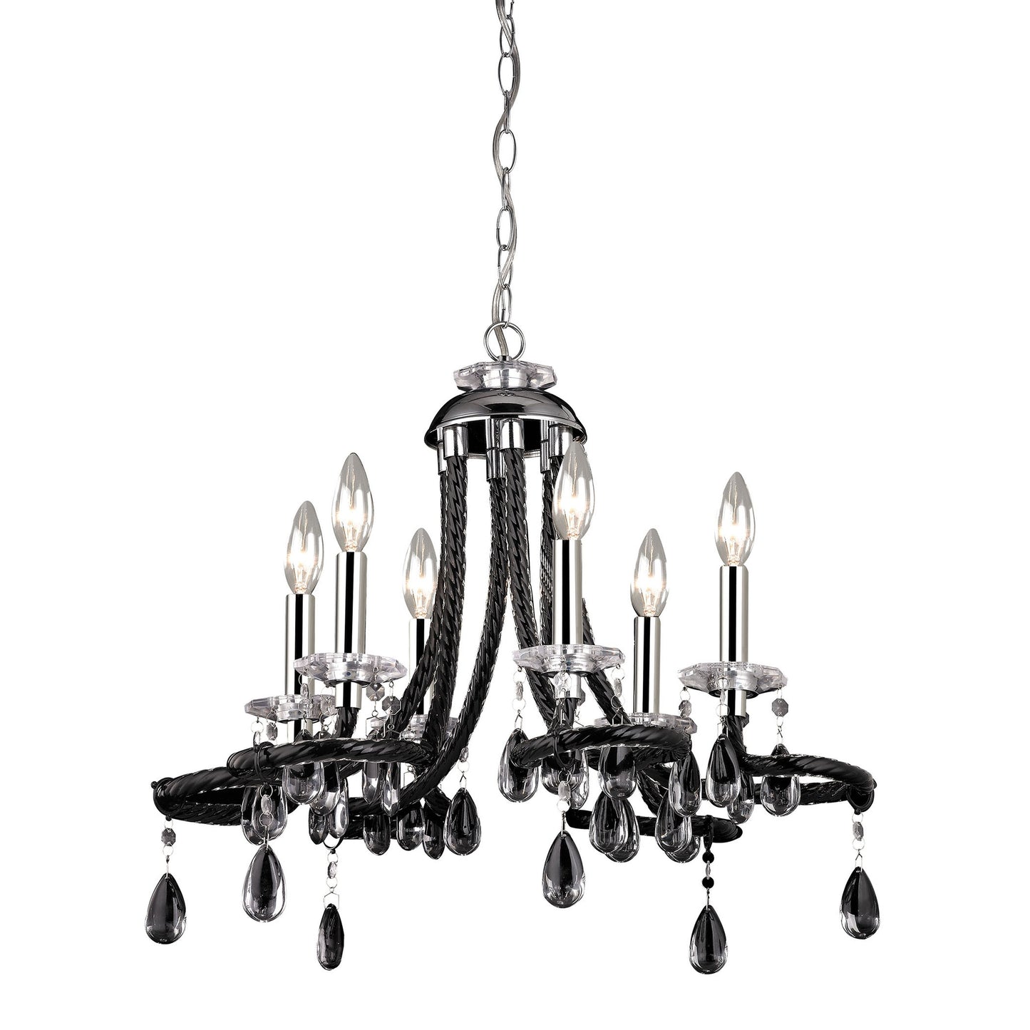 22'' Wide 6-Light Mini Chandelier - Black Acrylic
