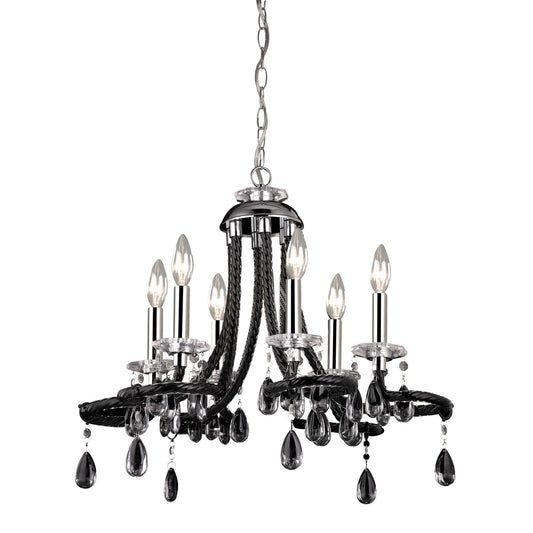 22'' Wide 6-Light Mini Chandelier - Black Acrylic