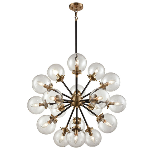 Boudreaux 32'' Wide 18-Light Chandelier - Matte Black with Antique Gold