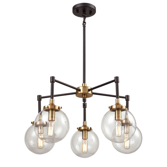Boudreaux 23'' Wide 5-Light Chandelier - Matte Black with Antique Gold