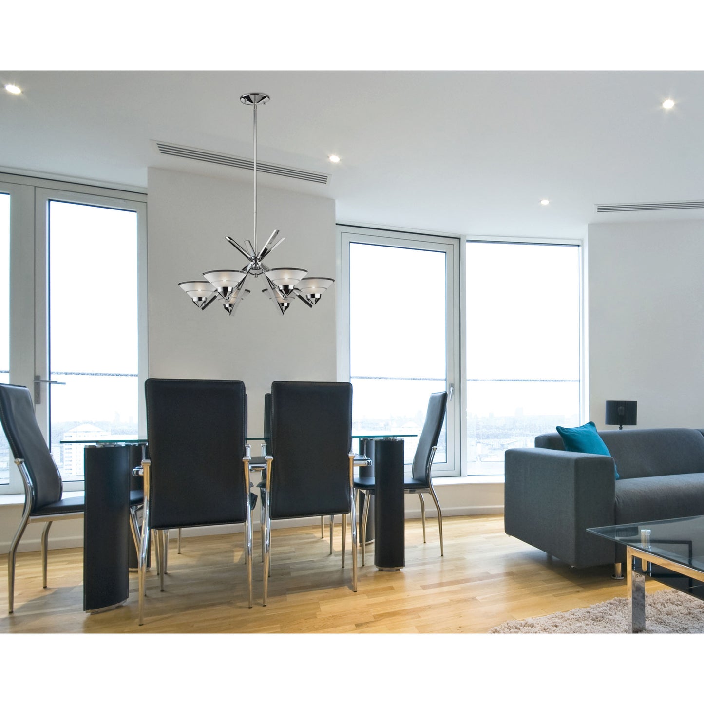 Refraction 26'' Wide 6-Light Chandelier - Polished Chrome