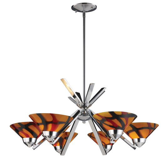 Refraction 26'' Wide 6-Light Chandelier - Polished Chrome with Jasper Glass