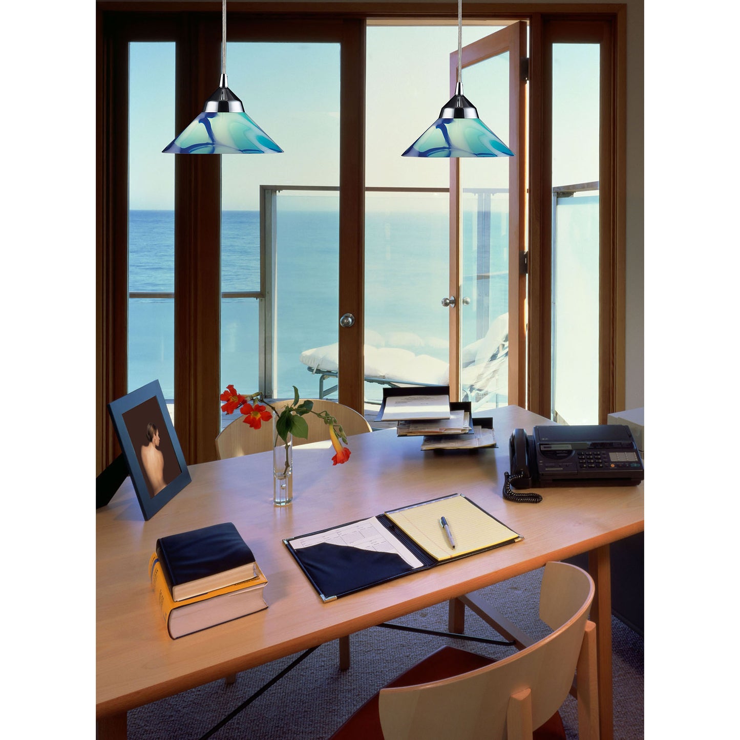 Refraction 7'' Wide 1-Light Pendant - Polished Chrome with Caribbean Glass