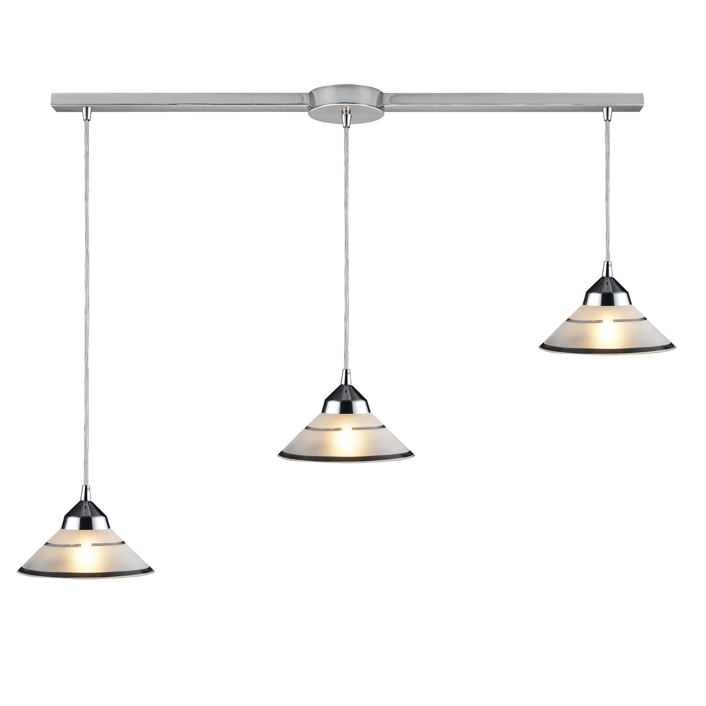 Refraction 36'' Wide 3-Light Slim Linear Pendant - Polished Chrome with Jasper Glass