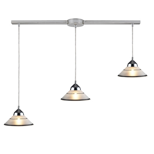 Refraction 36'' Wide 3-Light Slim Linear Pendant - Polished Chrome with Jasper Glass
