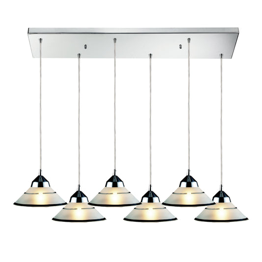 Refraction 30'' Wide 6-Light Rectangular Pendant - Polished Chrome with White Glass