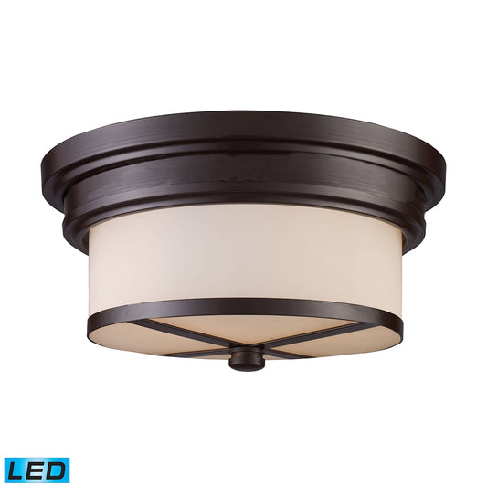 13'' Wide 2-Light Flush Mount - Oiled Bronze - Includes LED Bulbs