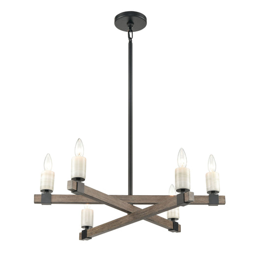 Stone Manor 27'' Wide 6-Light Chandelier - Matte Black