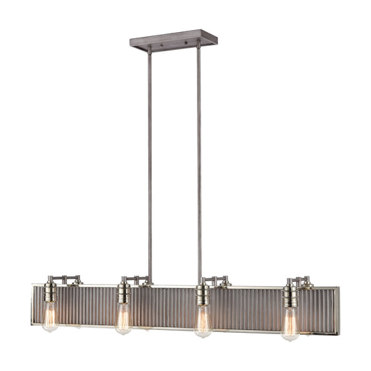 Corrugated Steel 43'' Wide 8-Light Chandelier - Weathered Zinc