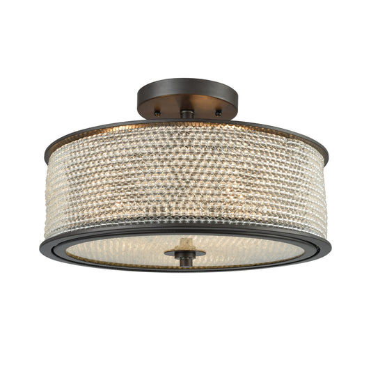Glass Beads 16'' Wide 3-Light Semi Flush Mount - Oil Rubbed Bronze