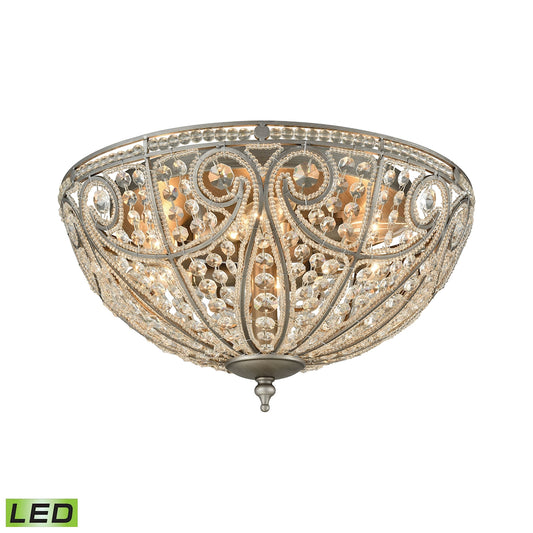 Elizabethan 17'' Wide 6-Light Flush Mount - Weathered Zinc - Includes LED Bulbs