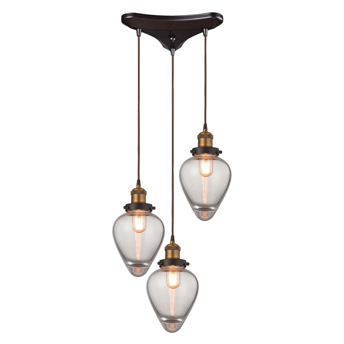 Bartram 15'' Wide 3-Light Pendant - Antique Brass