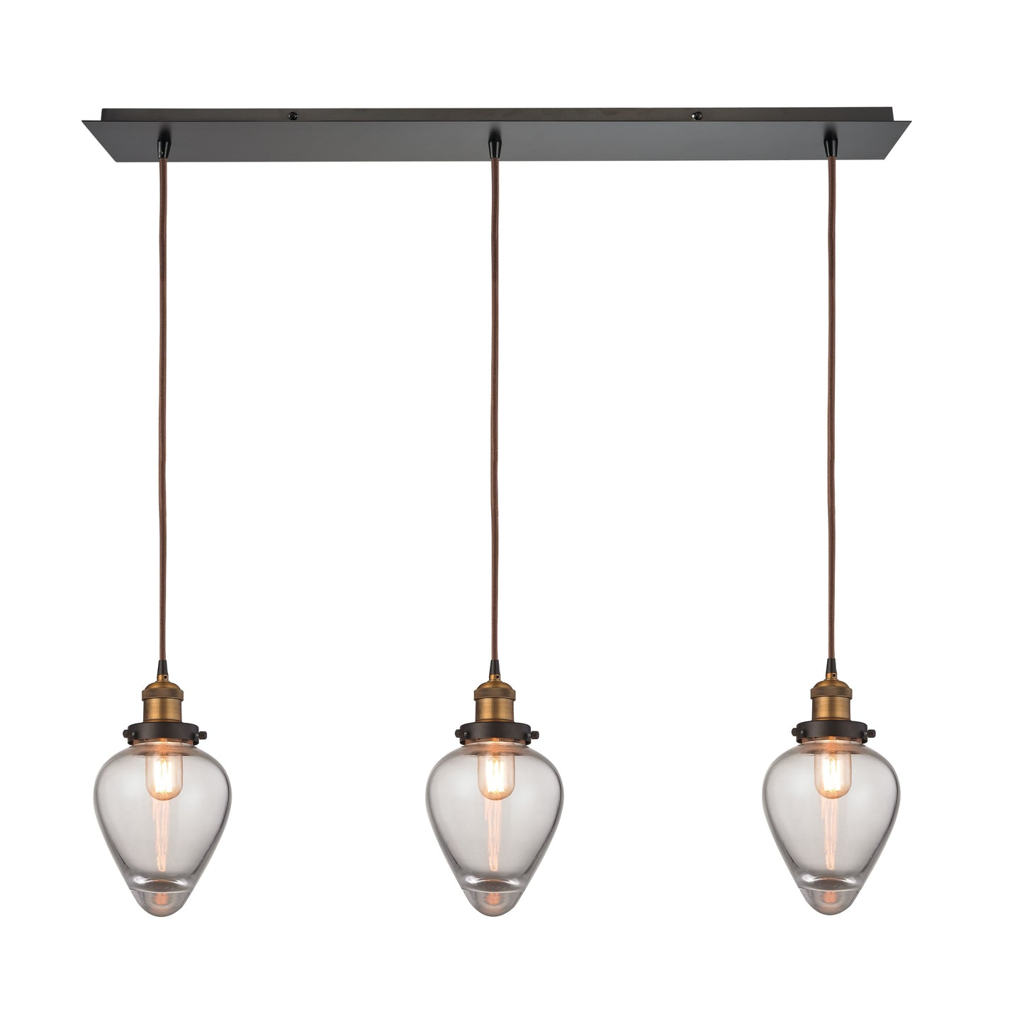 Bartram 36'' Wide 3-Light Linear Pendant - Antique Brass