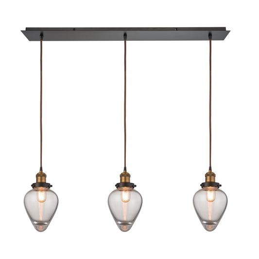 Bartram 36'' Wide 3-Light Linear Pendant - Antique Brass