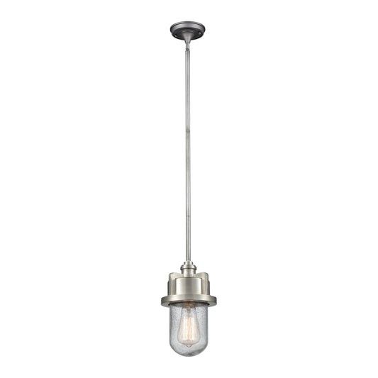 Briggs 6'' Wide 1-Light Mini Pendant - Weathered Zinc and Satin Nickel with Seedy Glass
