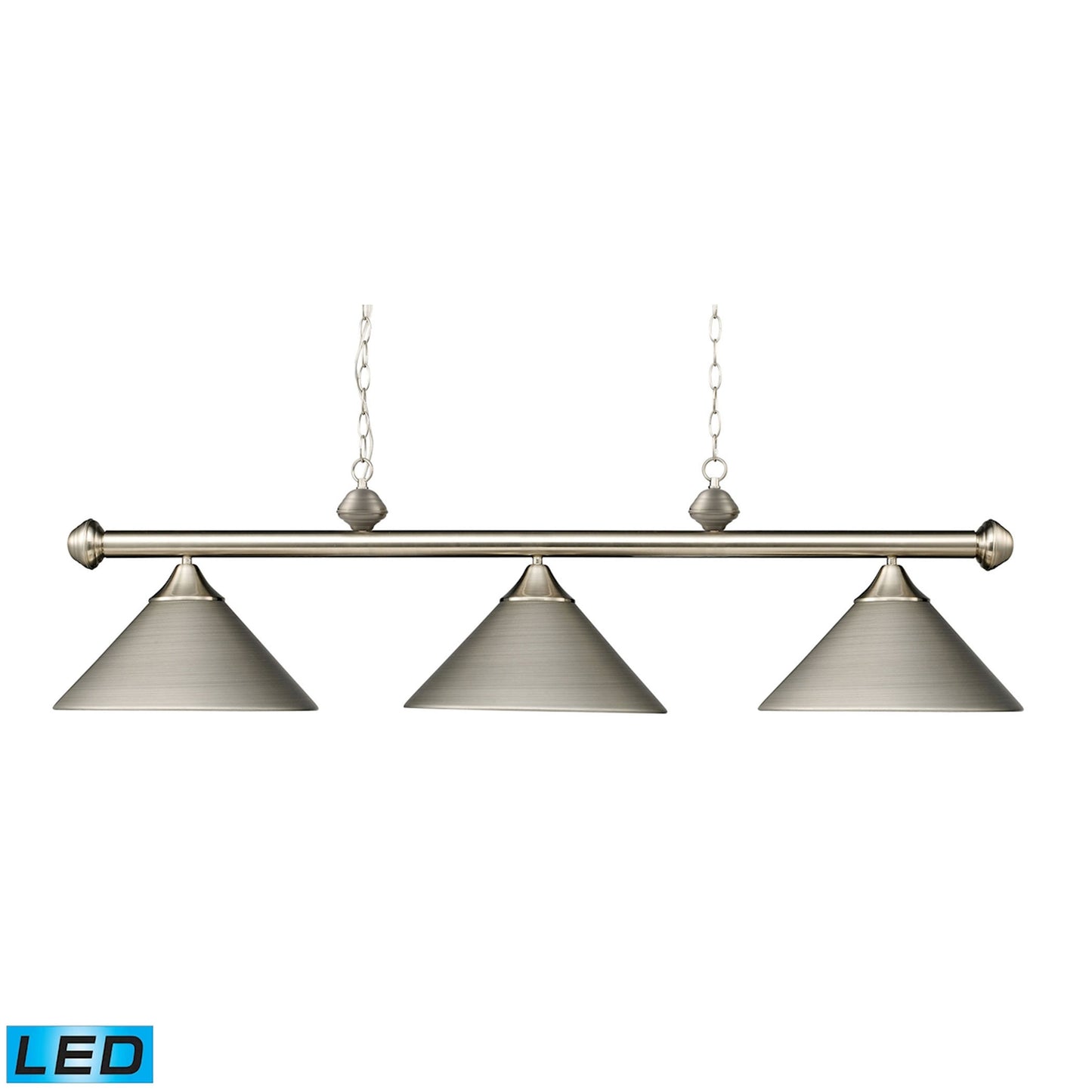 Casual Traditions 51'' Wide 3-Light Linear Chandelier - Satin Nickel - Includes LED Bulb
