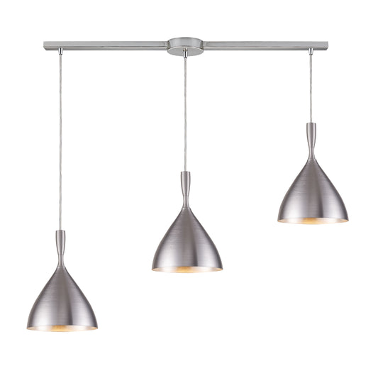 Spun Aluminum 36'' Wide 3-Light Slim Linear Pendant - Aluminum