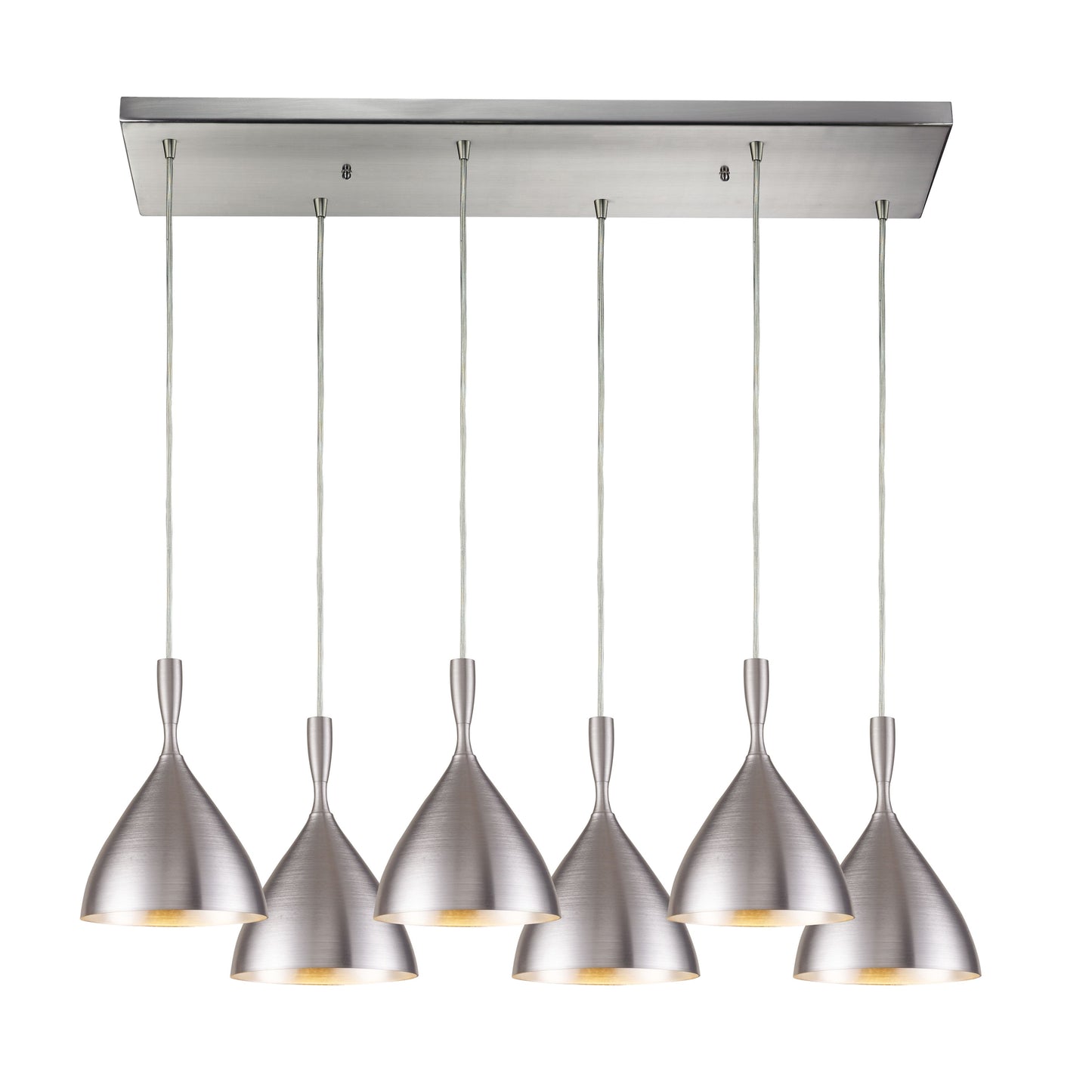 Spun Aluminum 30'' Wide 6-Light Rectangular Pendant - Aluminum