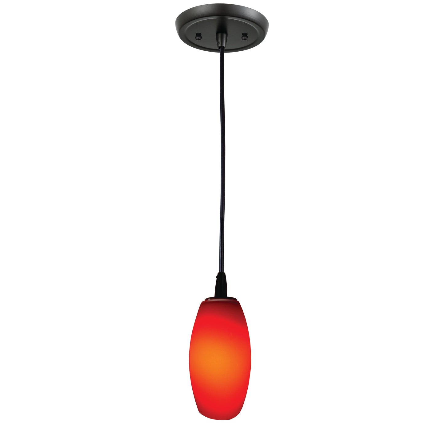 4'' Wide 1-Light Mini Pendant - Gloss Black with Vermillion Glass
