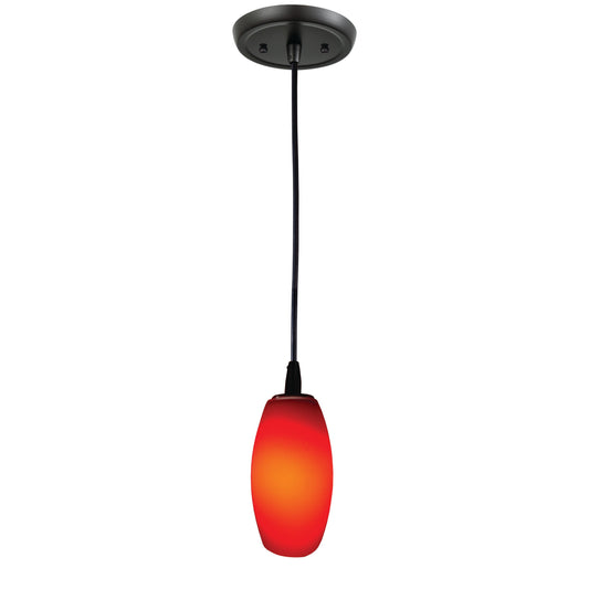 4'' Wide 1-Light Mini Pendant - Gloss Black with Vermillion Glass