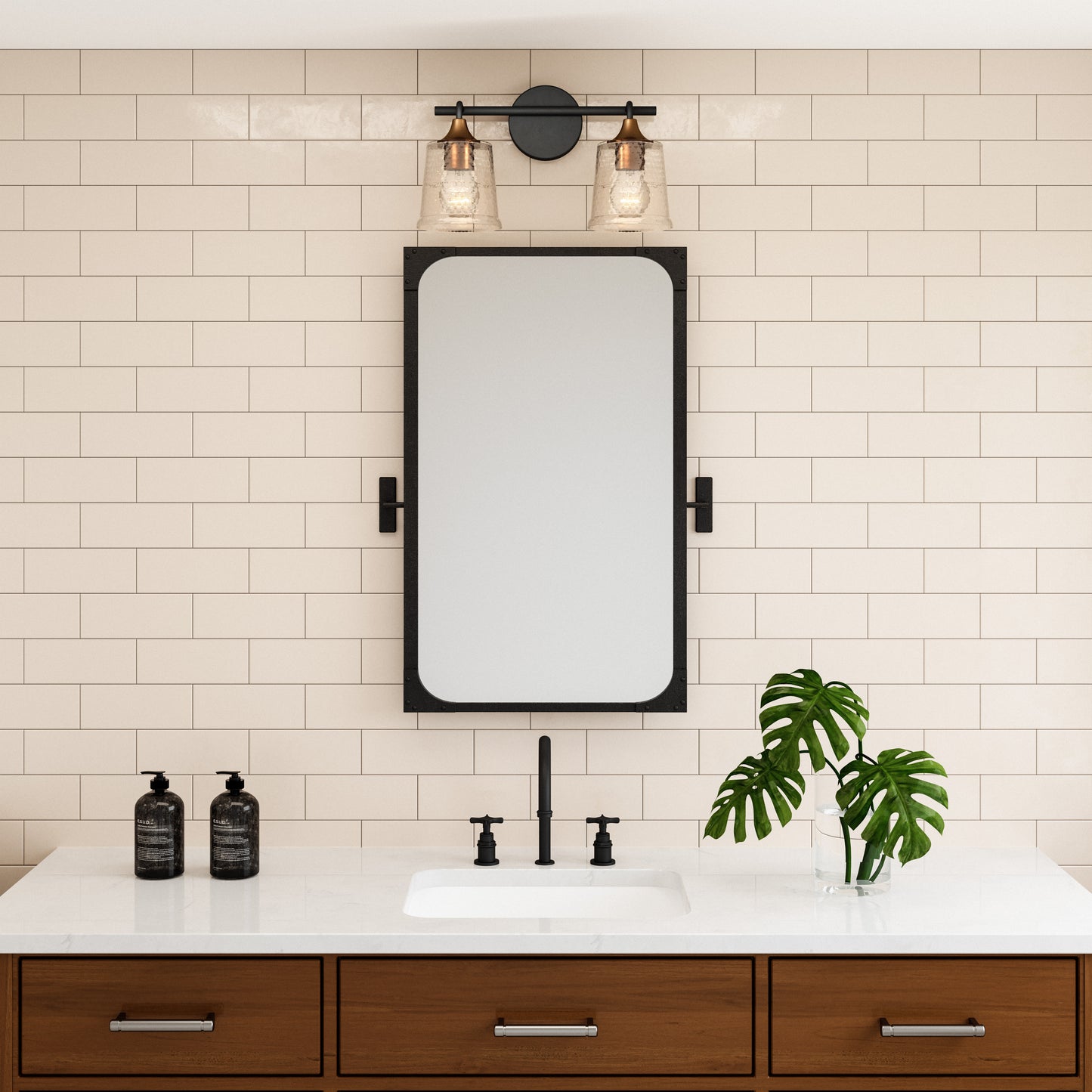Hamy 15'' Wide 2-Light Vanity Light - Matte Black