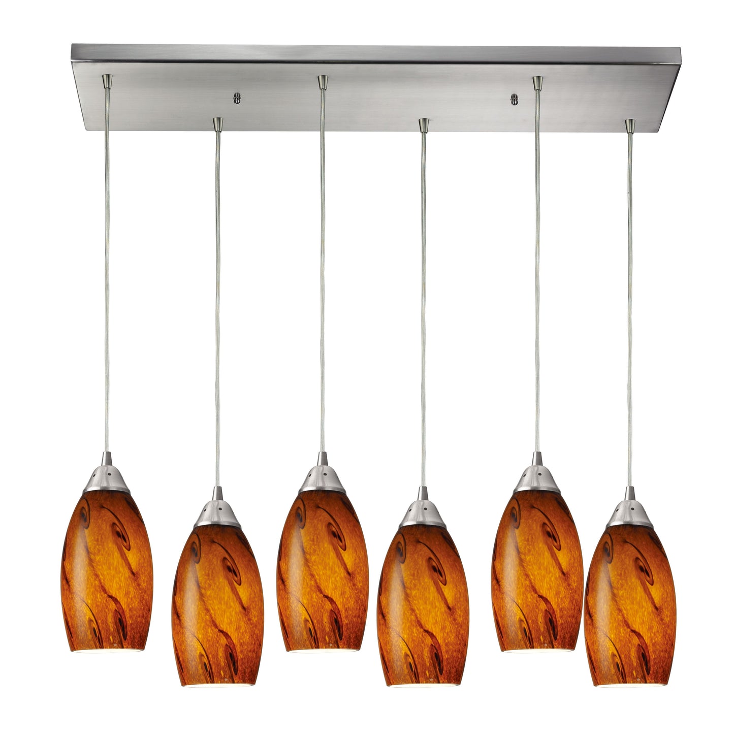 Galaxy 30'' Wide 6-Light Rectangular Pendant - Satin Nickel