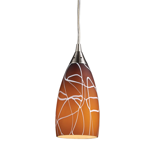 Abstractions 4'' Wide 1-Light Pendant - Brown and Satin Nickel