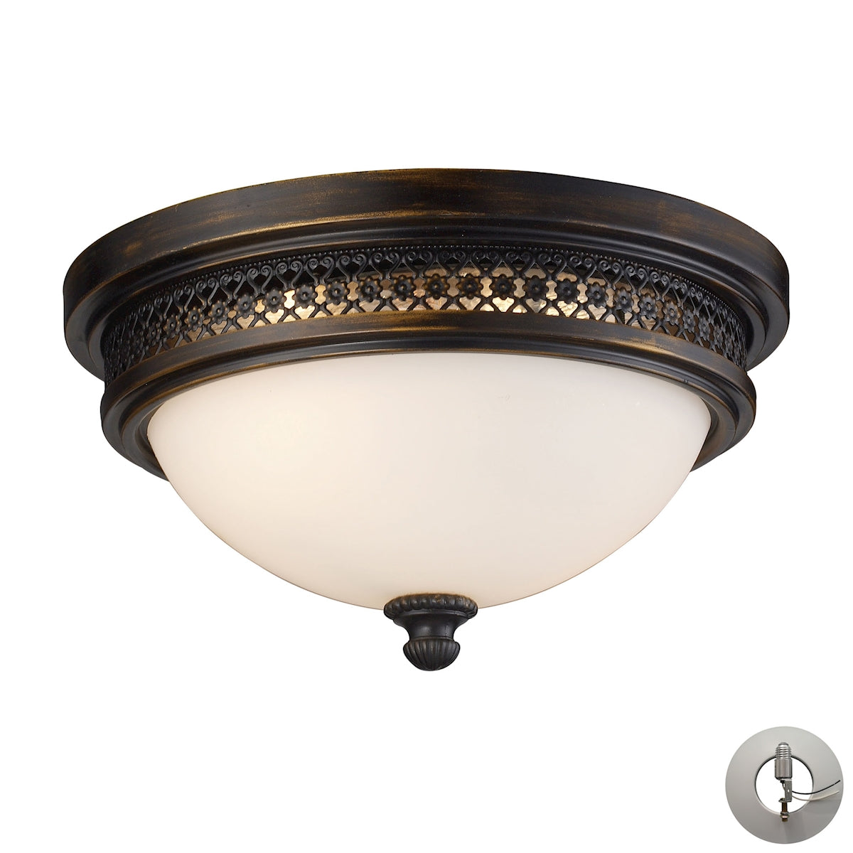 13'' Wide 2-Light Flush Mount - Deep Rust - Includes Adapter Kit