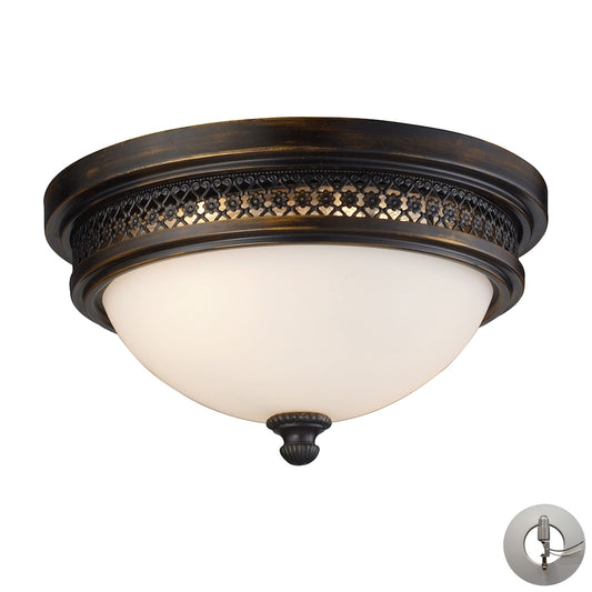 13'' Wide 2-Light Flush Mount - Deep Rust - Includes Adapter Kit