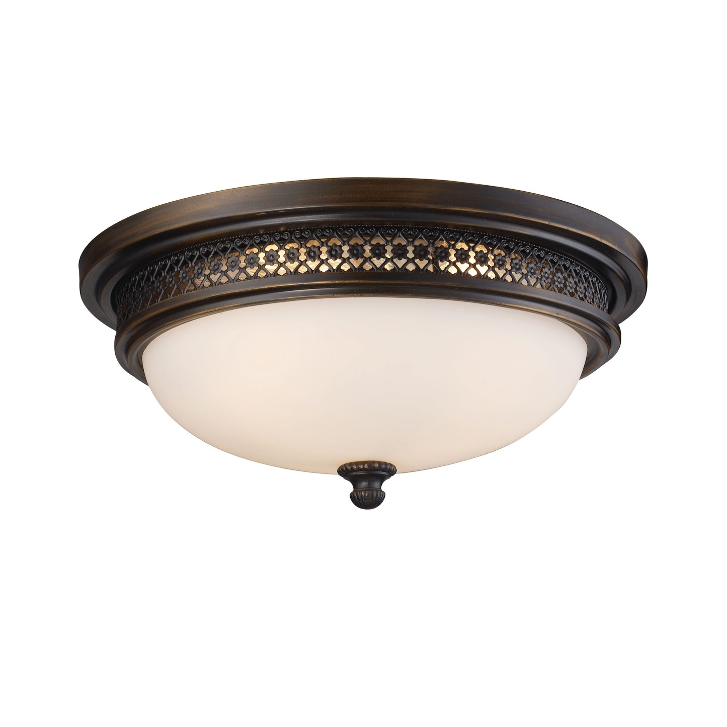 16'' Wide 3-Light Flush Mount - Deep Rust