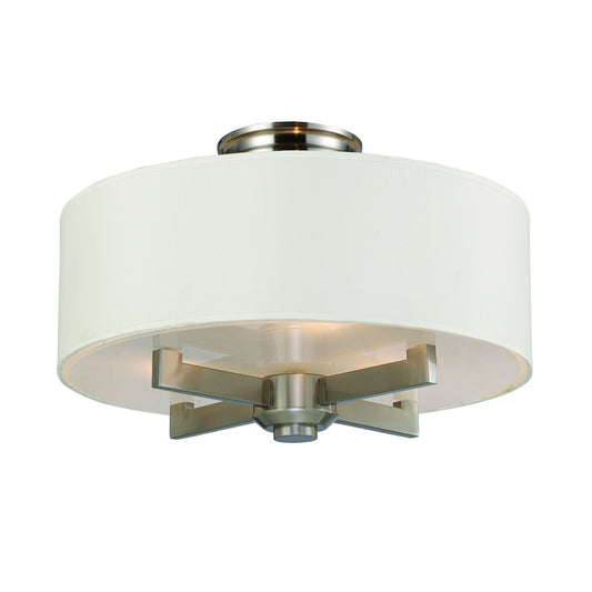 Seven Springs 18'' Wide 3-Light Semi Flush Mount - Satin Nickel