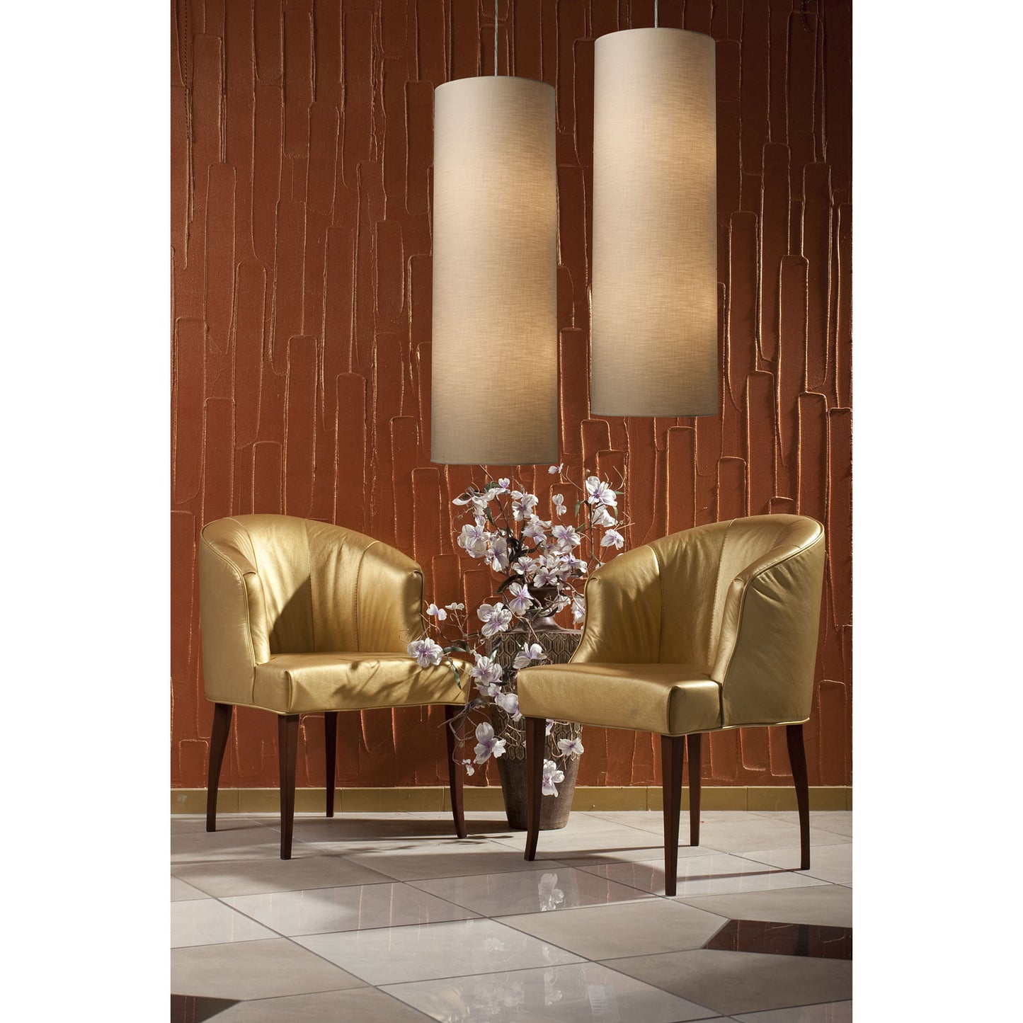 Fabric Cylinders 12'' Wide 4-Light Pendant - Satin Nickel
