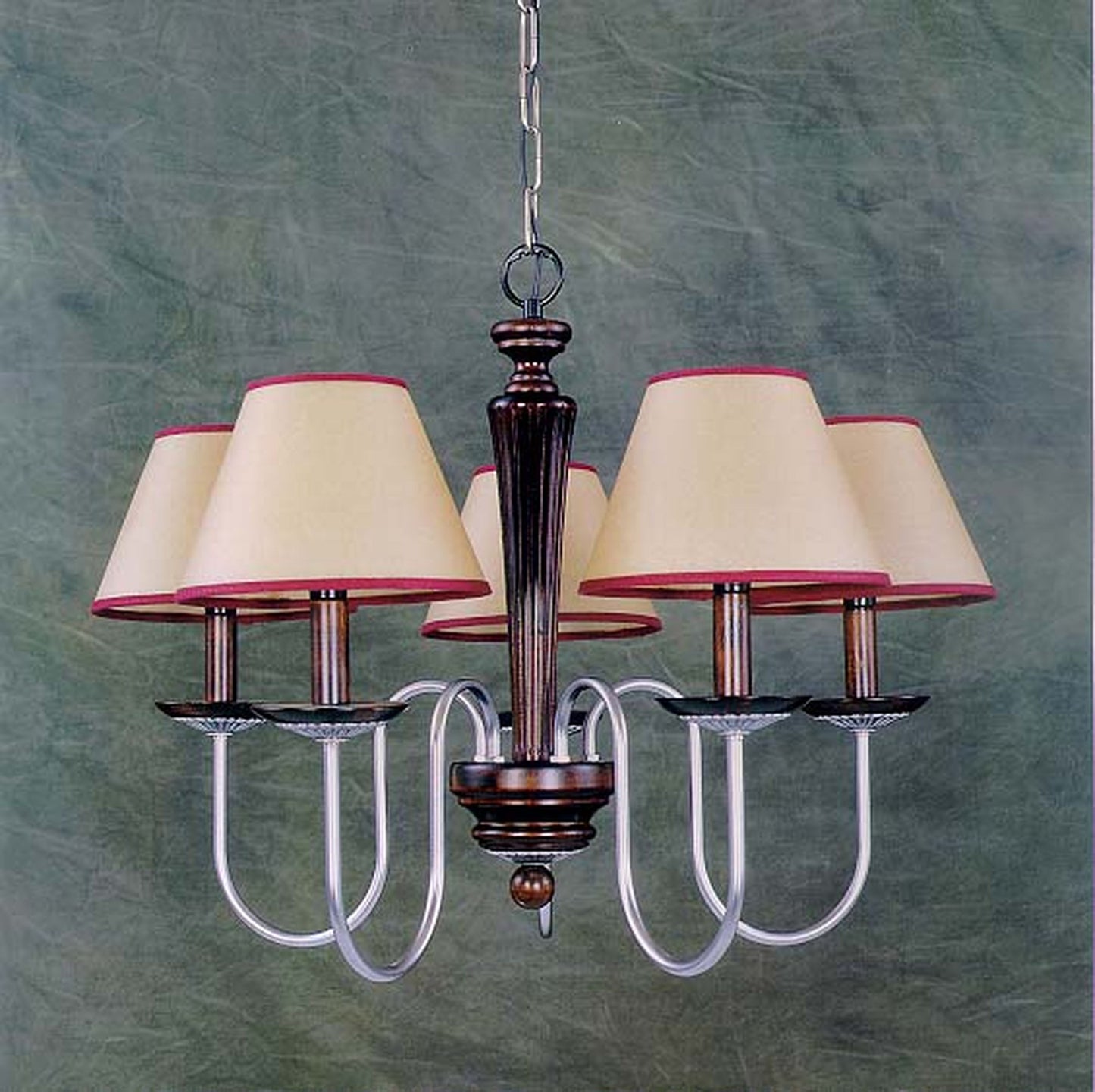 European Crafted 26'' Wide 5-Light Chandelier - Dark Walnut with Pewter Arms