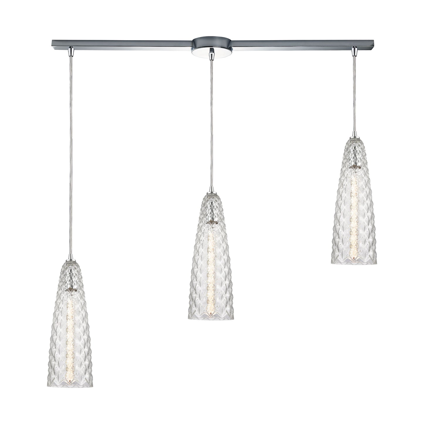 Glitzy 36'' Wide 3-Light Linear Pendant - Polished Chrome with Clear Glass